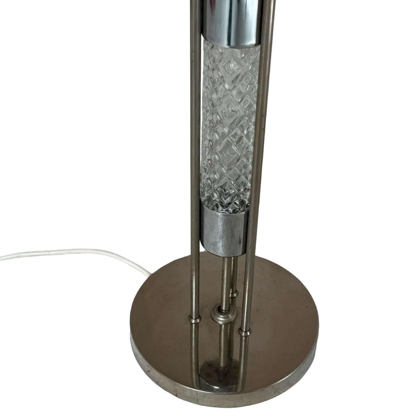 Richard Essig   Floor Lamp   Space Age Design   Crystal Glass, Chrome And Fabric Covered Shade photo Lighting