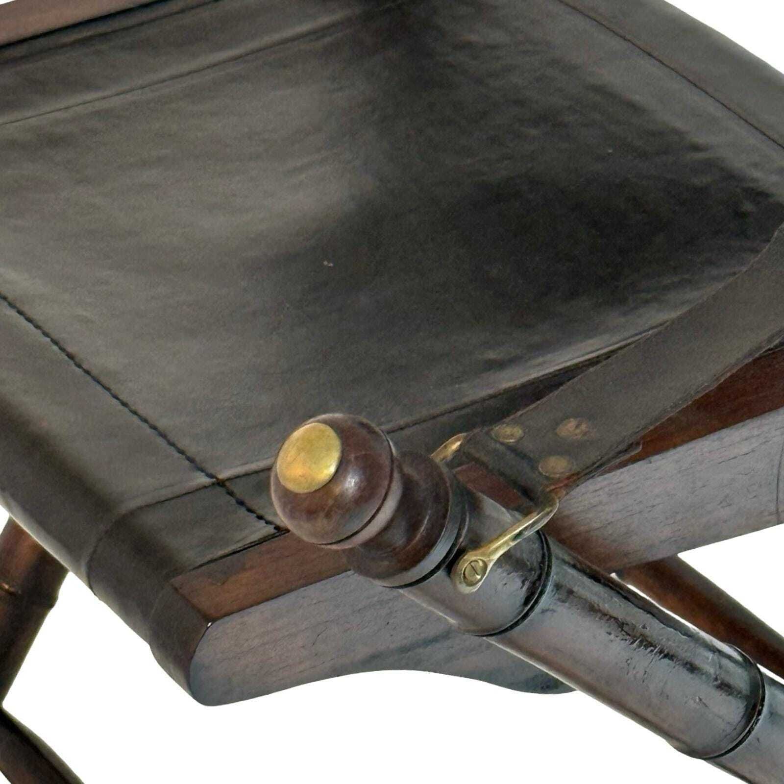 Officer's Chair   Wood And Leather Upholstery   Military Campaign Style photo buy