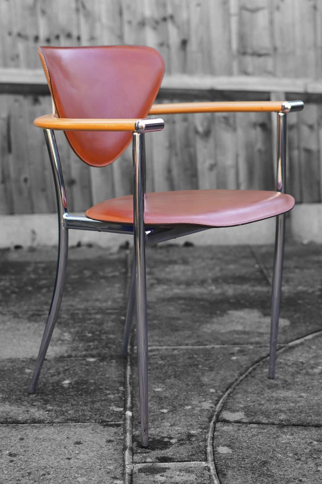 Brown Leather Italian Dining Chairs Mid Century Modern Design By Arrben   Set Of 4 photo vinterior
