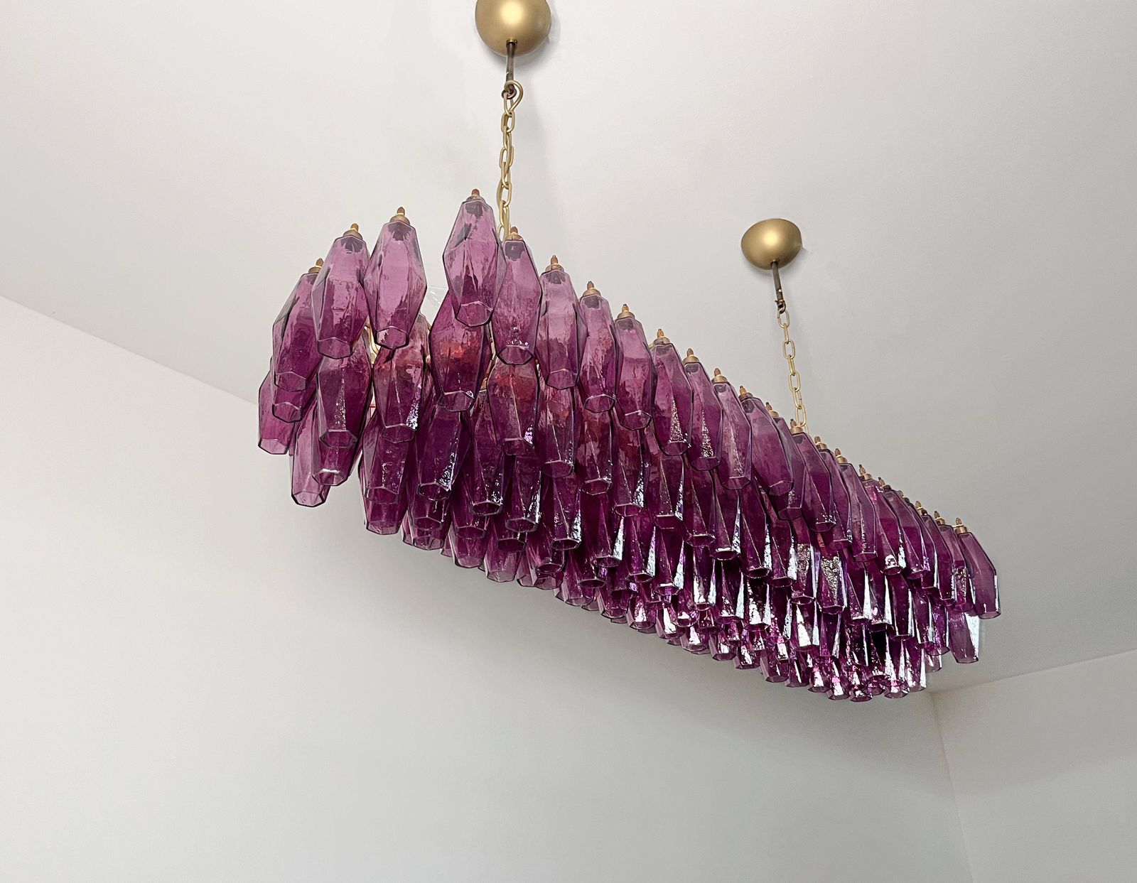 photo for sale Elegant Murano Poliedri Chandelier   Carlo Scarpa   138 Amethyst Glasses