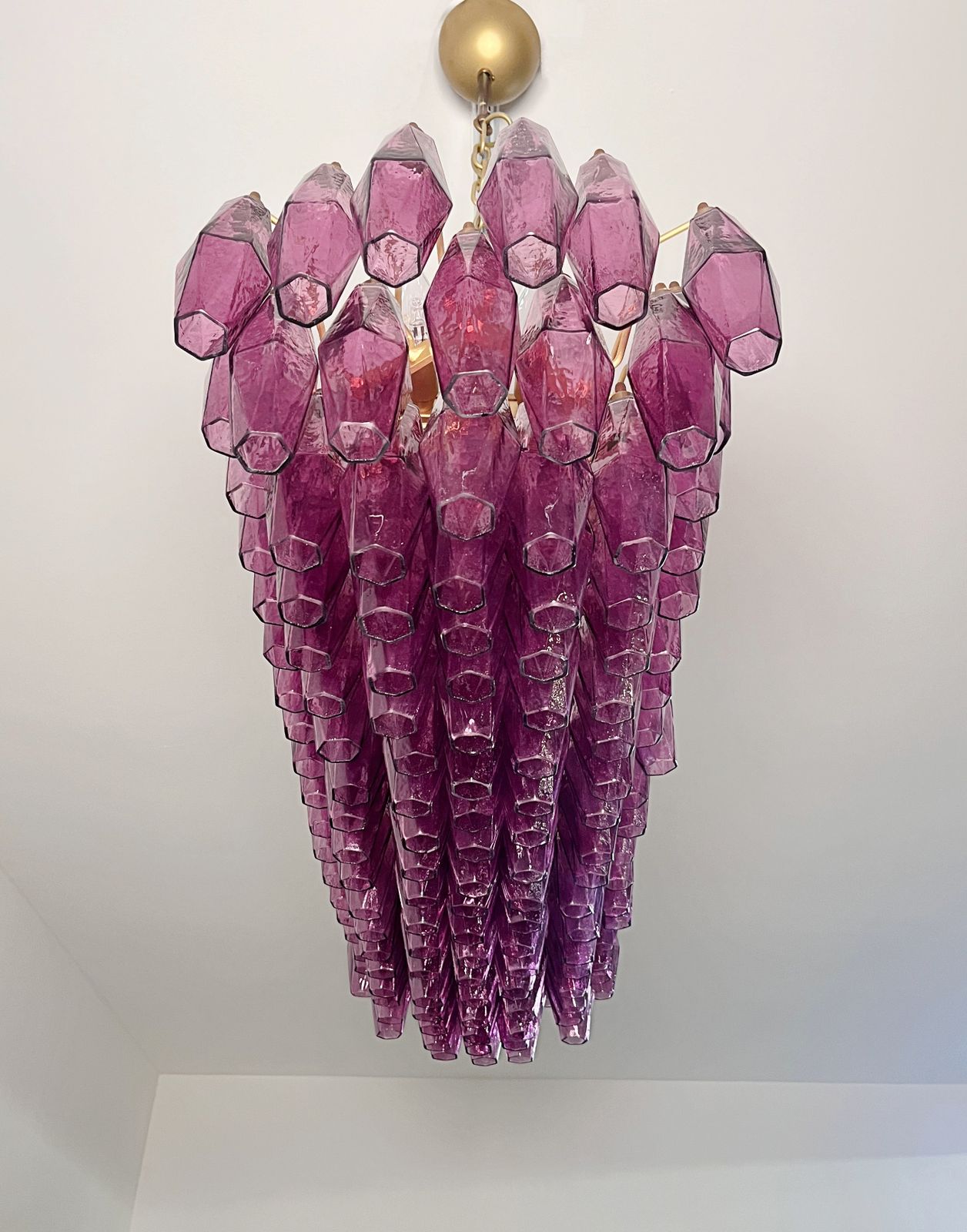 Lighting Elegant Murano Poliedri Chandelier   Carlo Scarpa   138 Amethyst Glasses photo