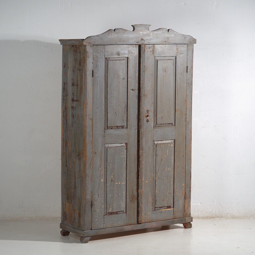 Rustic Painted Wooden Wardrobe, Central Europe, Circa 1900–1920
