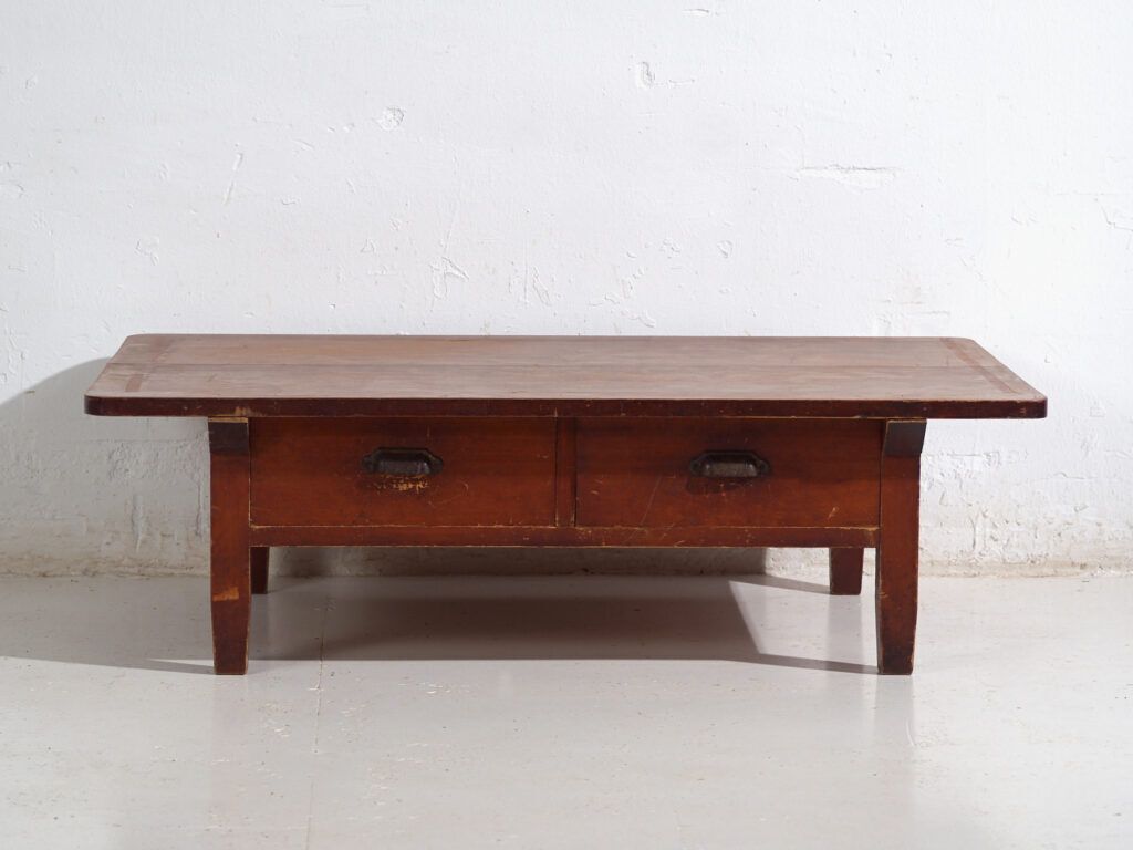 Antique Japanese Low Work Table With Drawers – Showa Period – C.1930 1950 photo vinterior