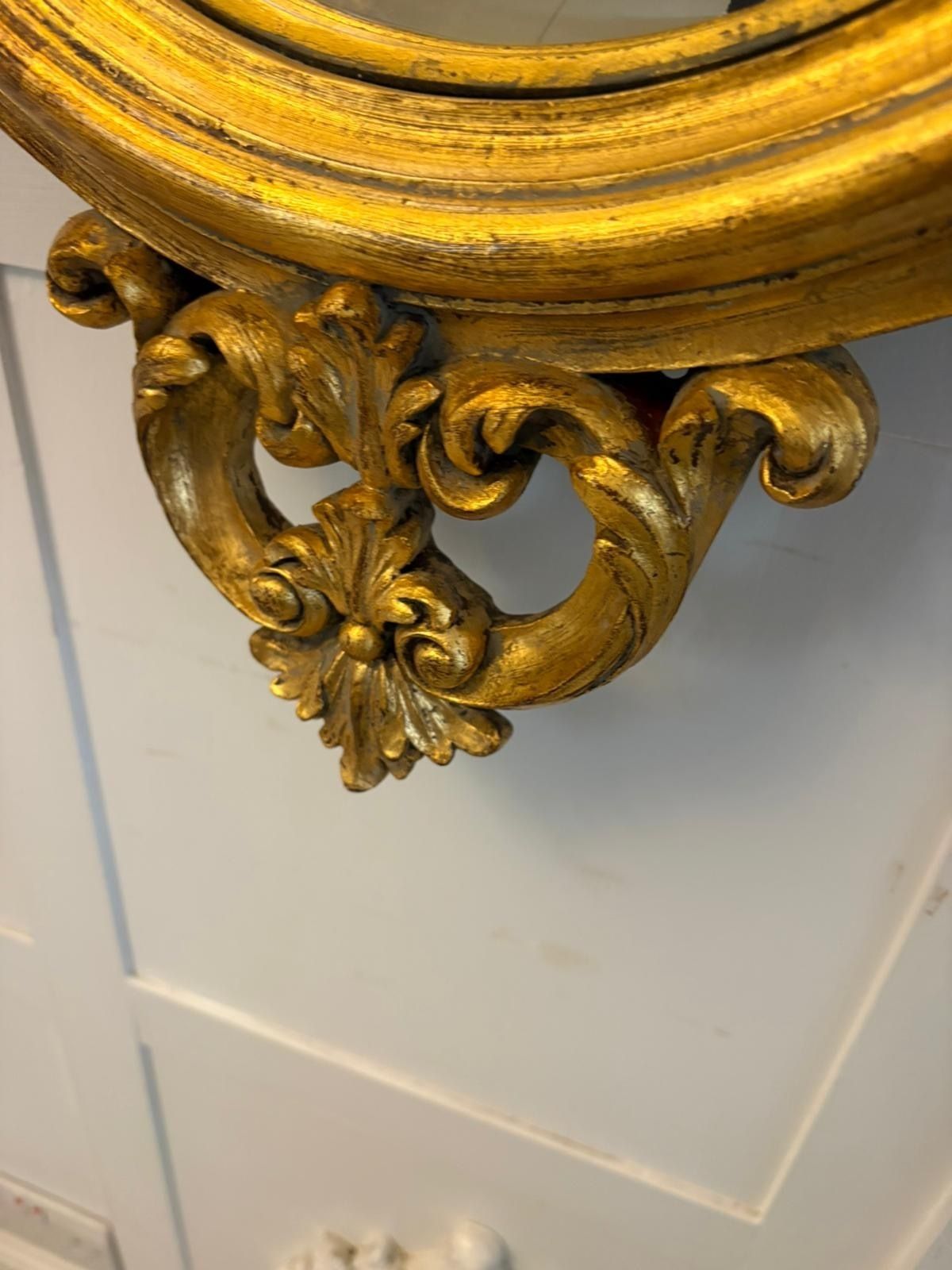 Antique Pair Of Regency Style Giltwood Convex Girandole Wall Mirrors photo for sale