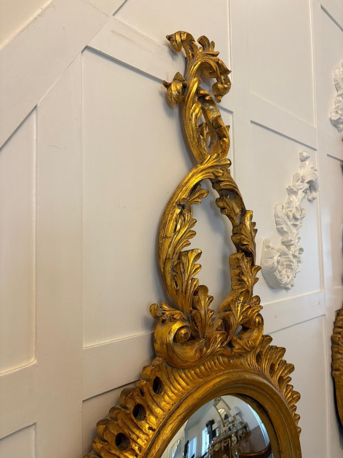 Antique Pair Of Regency Style Giltwood Convex Girandole Wall Mirrors photo buy