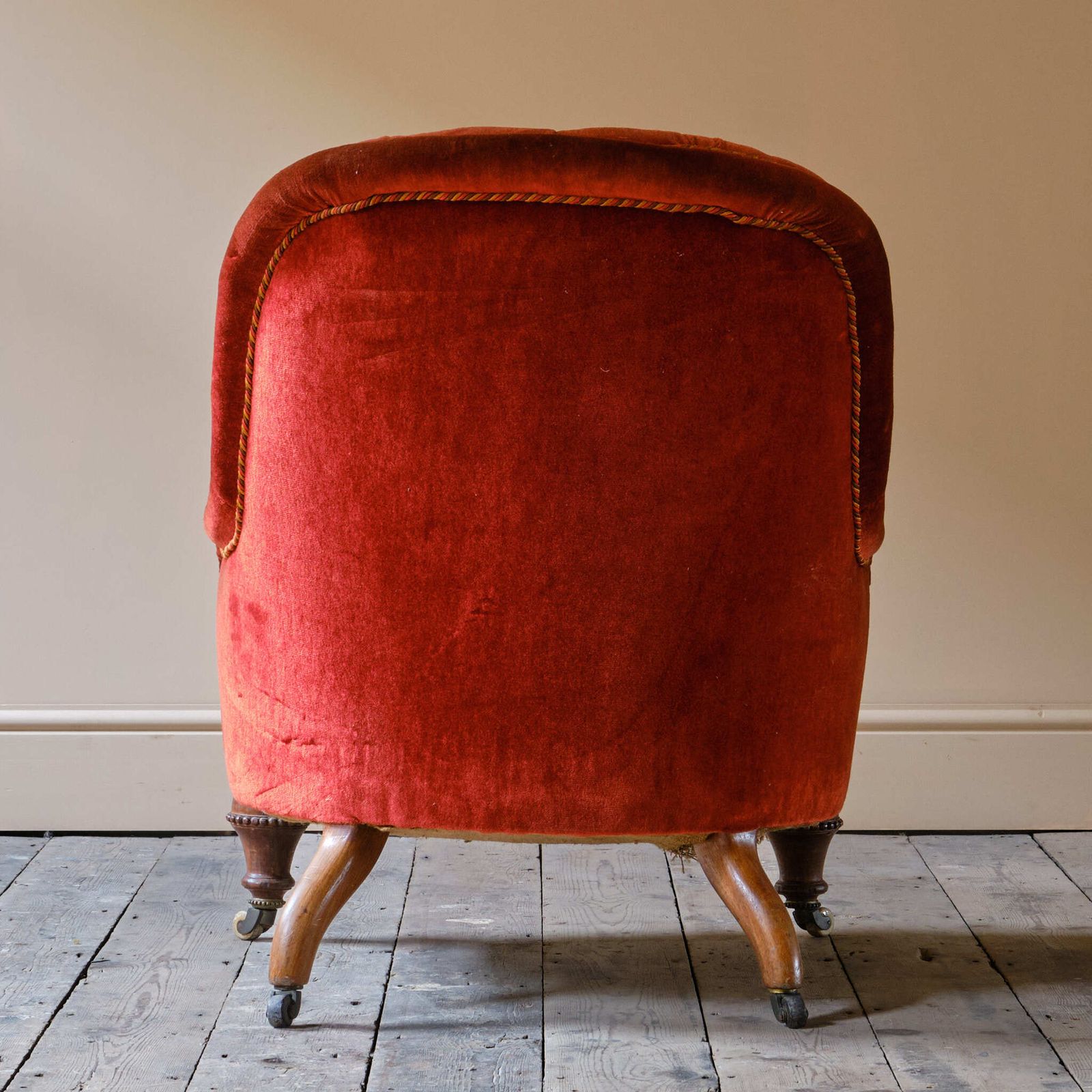 19th Century Red Velvet Iron Back Armchair photo vinterior