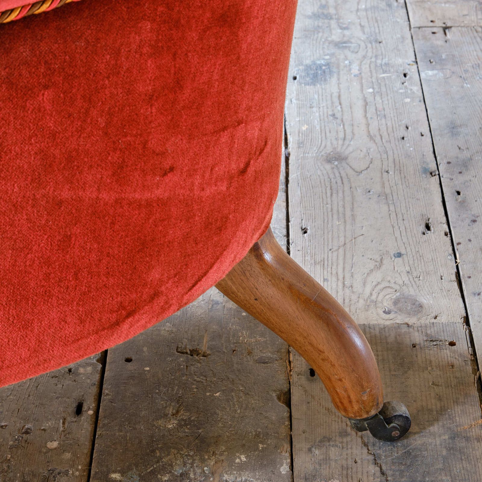 Furniture 19th Century Red Velvet Iron Back Armchair photo