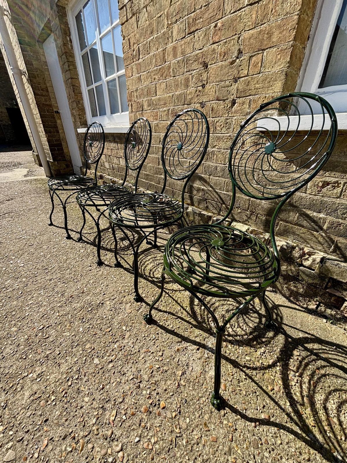 Set Of Four Early Victorian Spiral Iron Garden Chairs C.1840–1860 photo vintage