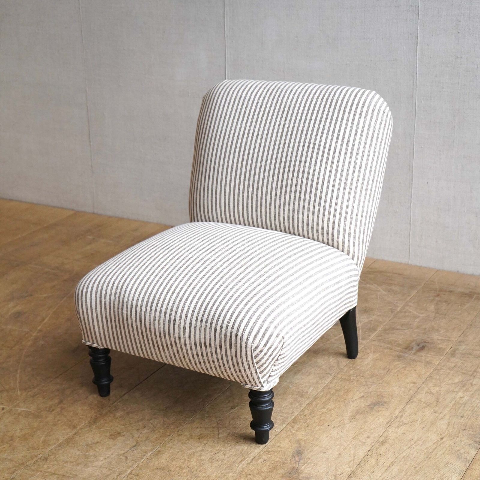 Ticking Slipper Chair, 1800s, Antique photo for sale