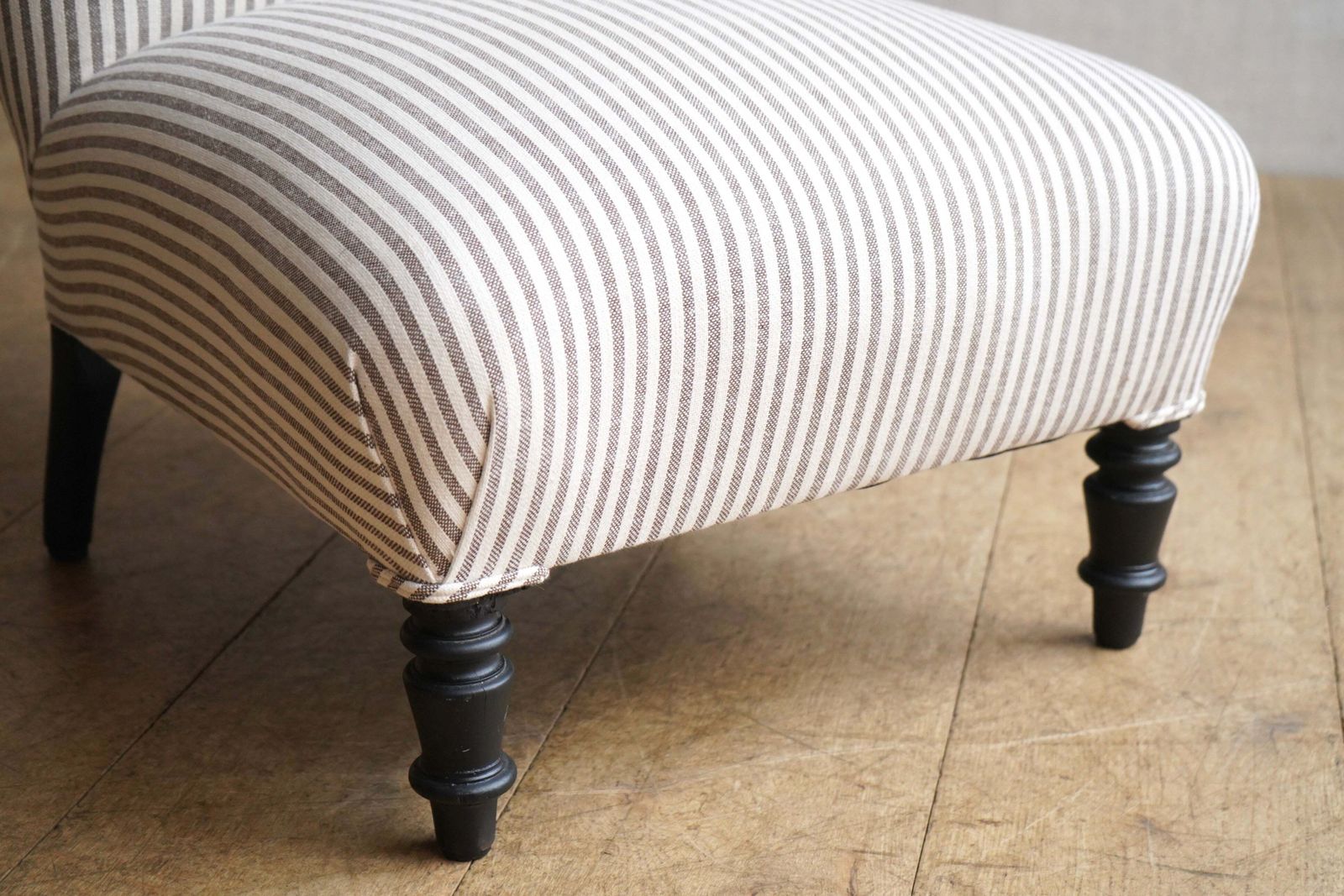 photo furniture Ticking Slipper Chair, 1800s, Antique