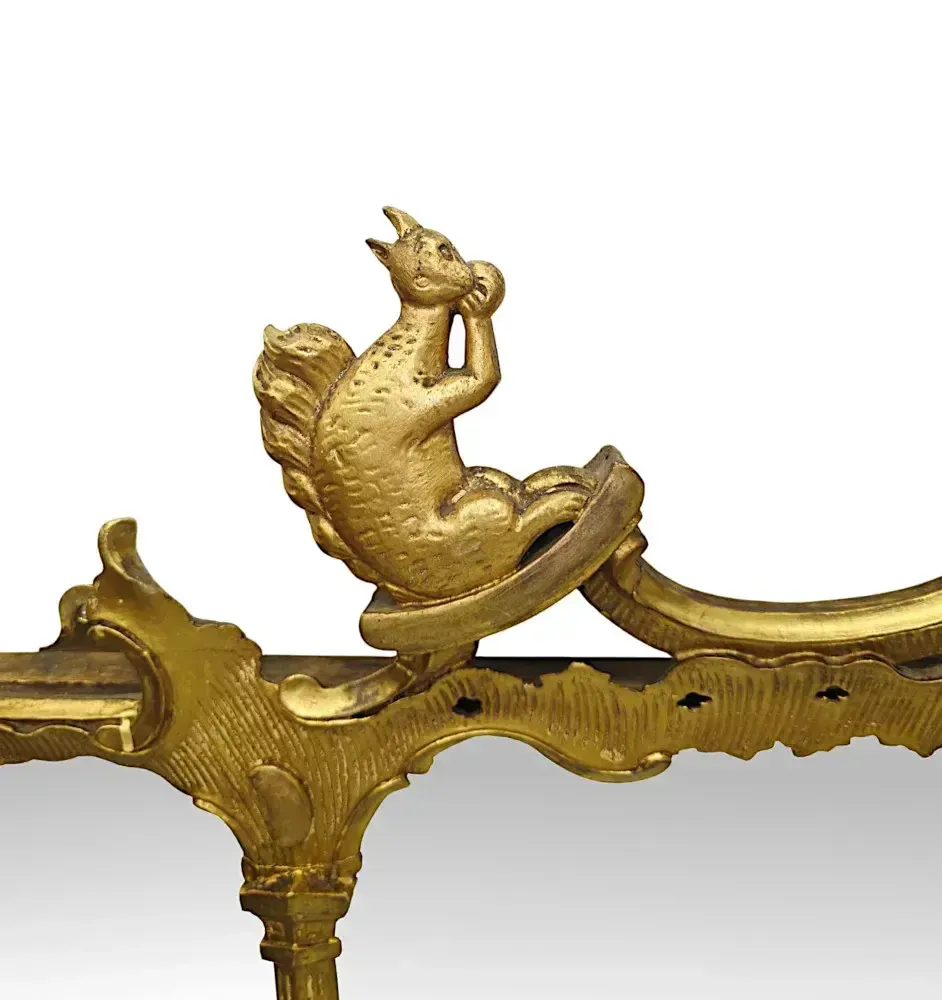 A Very Rare 19th Century Irish Tryptic Giltwood Overmantel Mirror With Ho Ho Bird And Squirrel Detail photo buy