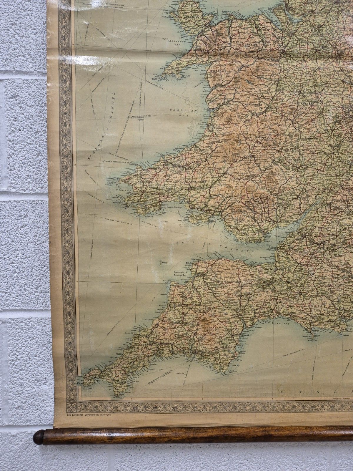 Large Original 1930s "The Autocar" Advertising Map England And Wales Canvas Scroll photo Art