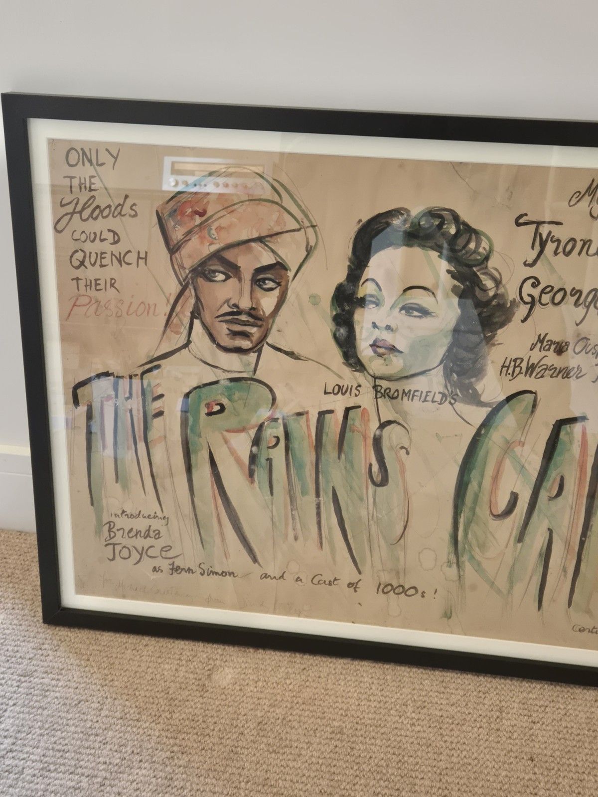 Original And Unique 1939  "The Rains Came" Film Poster Proof Signed And Framed photo vintage