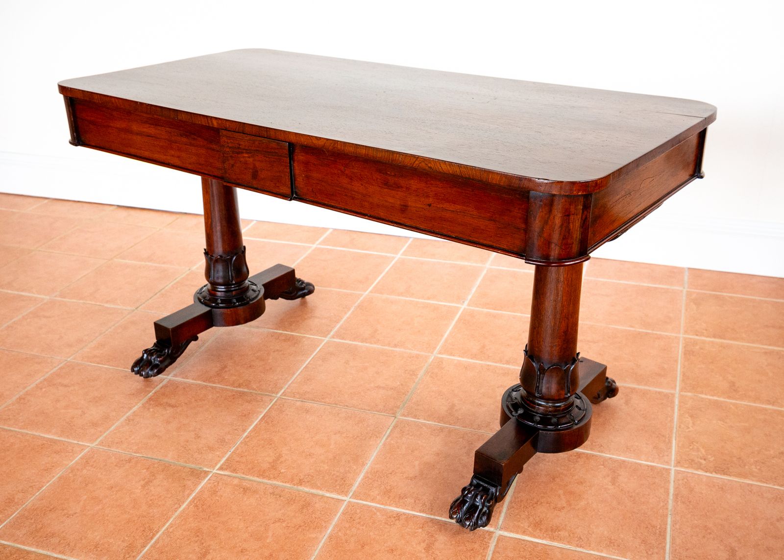 photo vintage William IV Library Table Rosewood Mahogany Serving Tabl.E Writing Des.K Georgian English Antiqu.E Dining Centre Tabl.E Biedermeier 1830