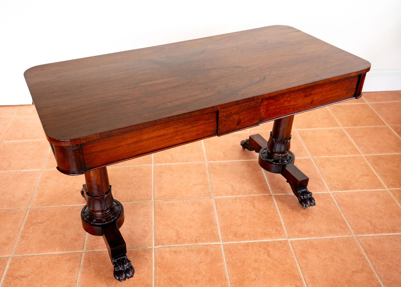 Furniture William IV Library Table Rosewood Mahogany Serving Tabl.E Writing Des.K Georgian English Antiqu.E Dining Centre Tabl.E Biedermeier 1830 photo
