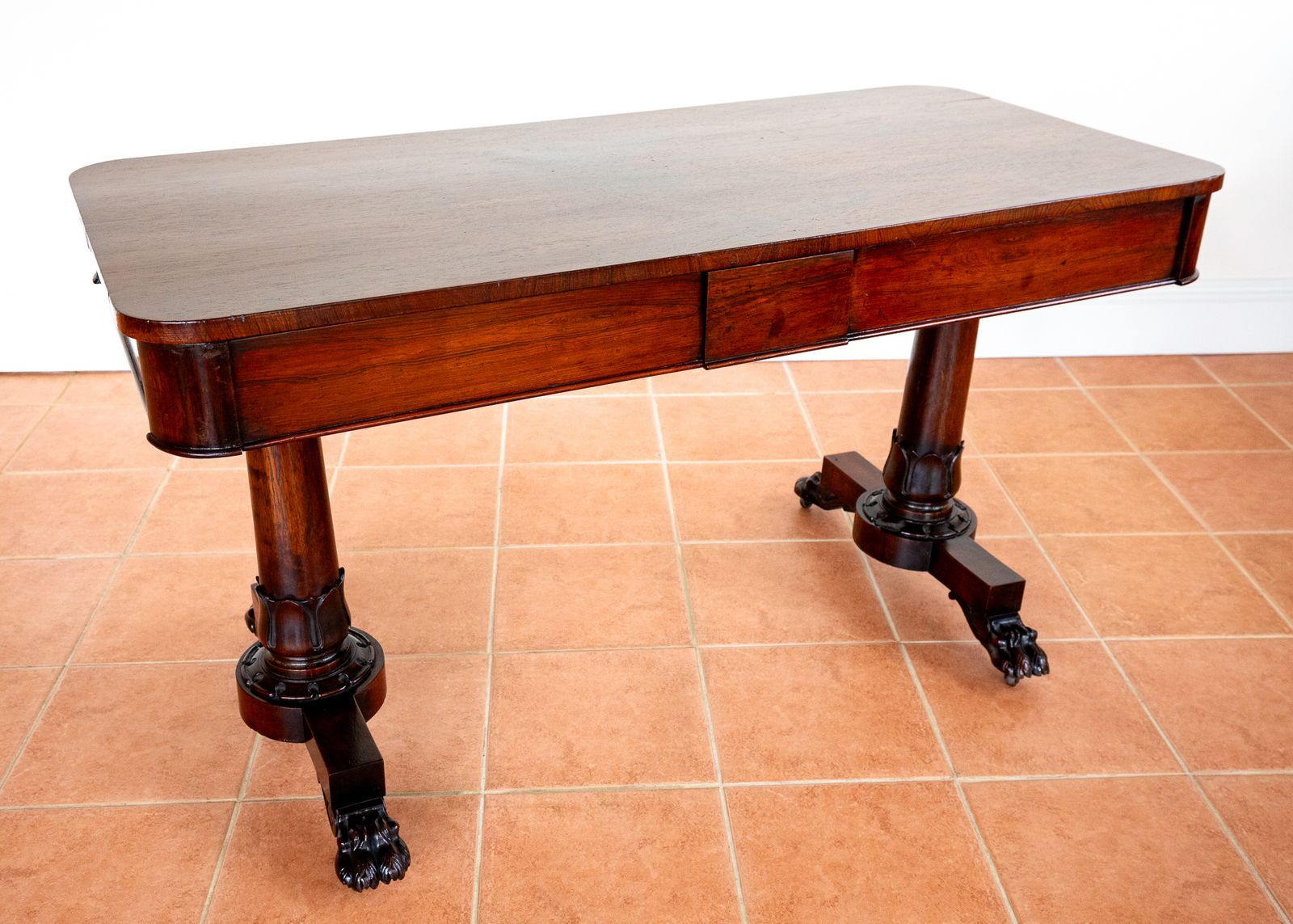 William IV Library Table Rosewood Mahogany Serving Tabl.E Writing Des.K Georgian English Antiqu.E Dining Centre Tabl.E Biedermeier 1830 photo Furniture
