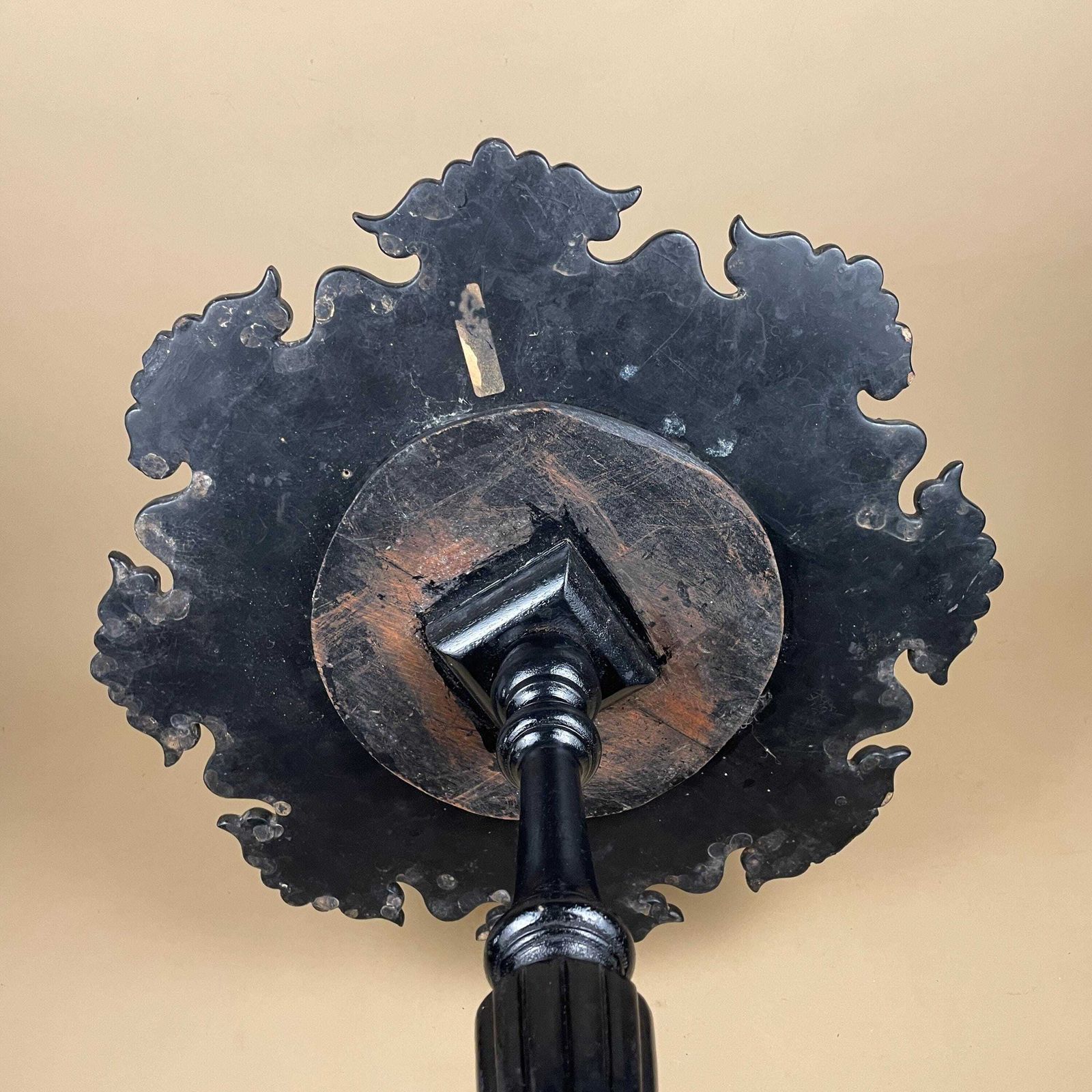 photo furniture Antique Hand Painted Table End Side Table Black Floral Accent Stand Tripod Legs Decorative Plant Stand Small.