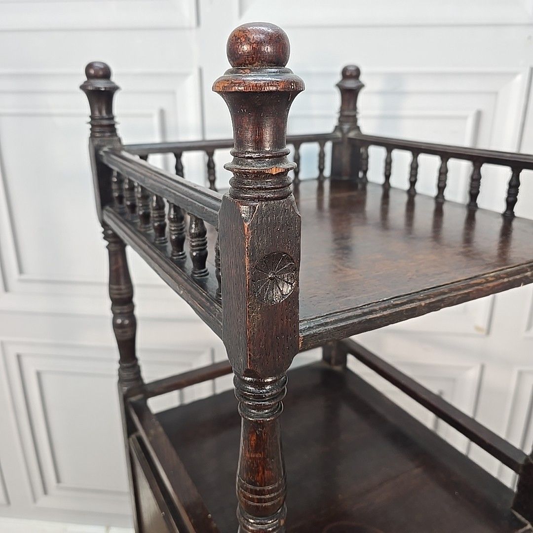 Antique Whatnot Cabinet Mahogany 2 Tier Bedside Nightstand Drawer Cupboard photo Furniture