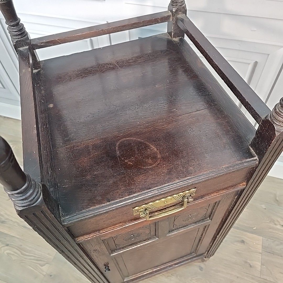Antique Whatnot Cabinet Mahogany 2 Tier Bedside Nightstand Drawer Cupboard photo 230.0