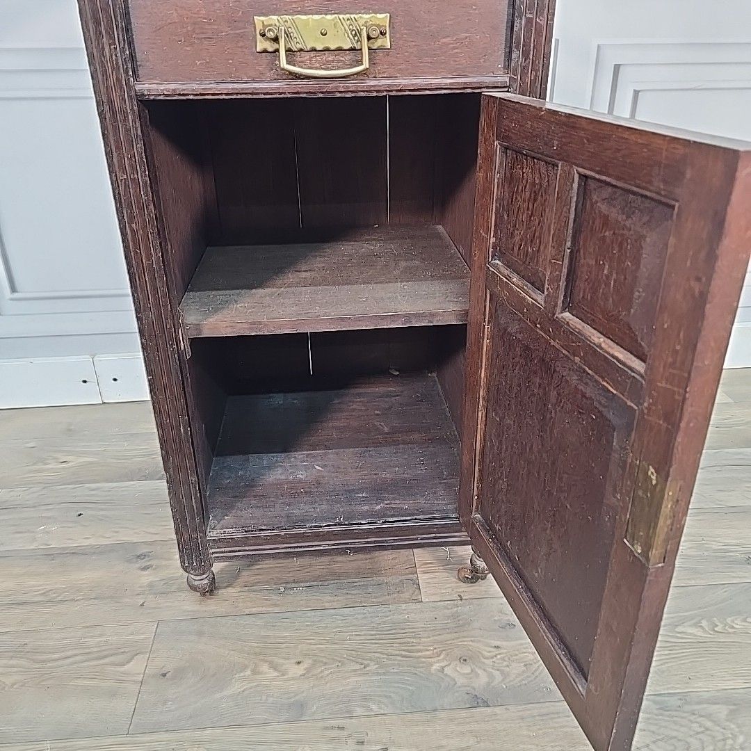 Furniture Antique Whatnot Cabinet Mahogany 2 Tier Bedside Nightstand Drawer Cupboard photo