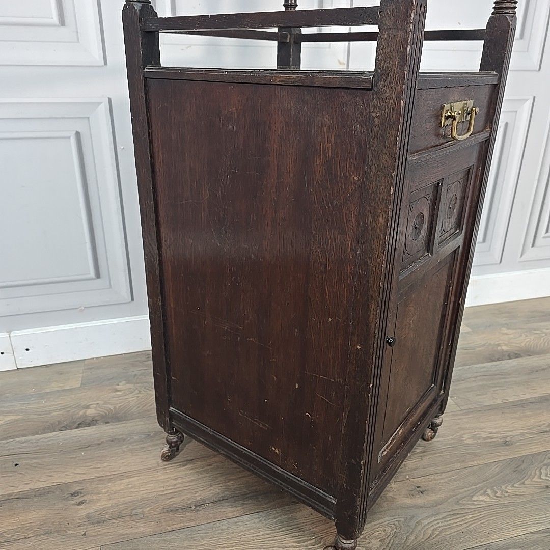 230.0 Antique Whatnot Cabinet Mahogany 2 Tier Bedside Nightstand Drawer Cupboard photo