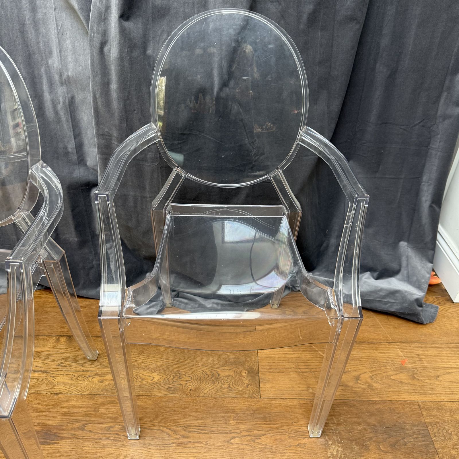 Pair Of Kartell Louis Ghost Chairs Designed By Starck photo for sale