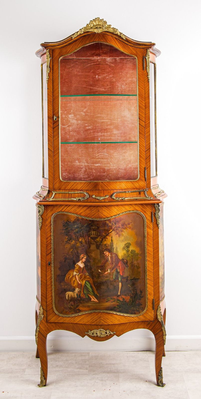 Antique French Kingwood Vernis Martin Display Cabinet Ormolu Mounts Pastoral Panels 19th Century photo 1850.0