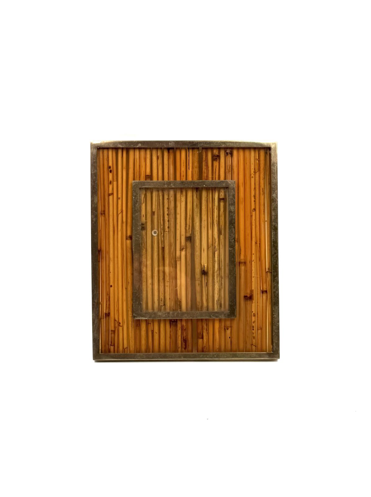 Hollywood Regency Bamboo & Brass Picture Frame, In The Manner Of Gabriella Crespi Italy 1970s photo buy