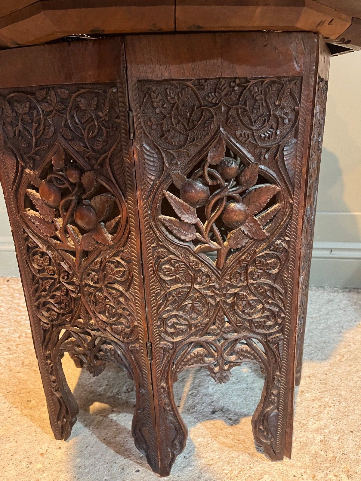 Antique Table Carved Wood Copper Insert Burmese Carved Wood Table photo Furniture