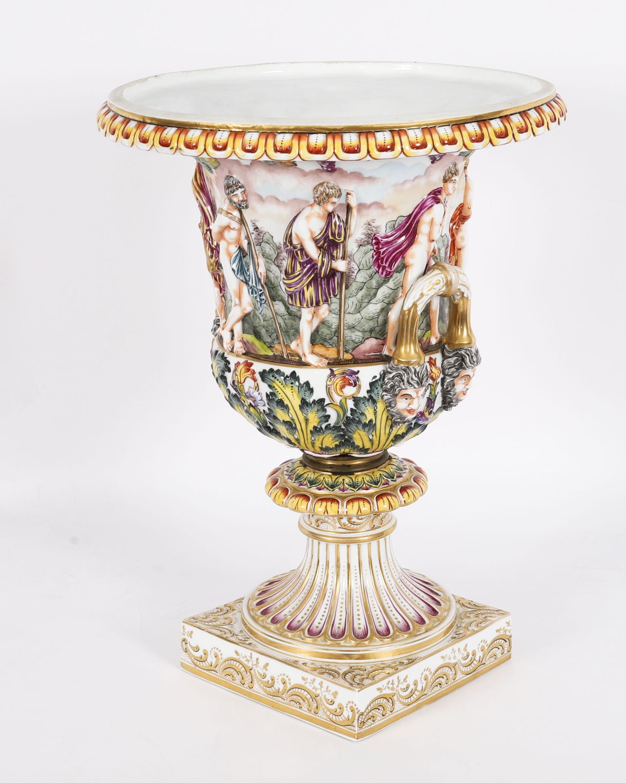 Antique Pair Large Italian Naples Capodimonte Urns / Vases 19th C photo furniture