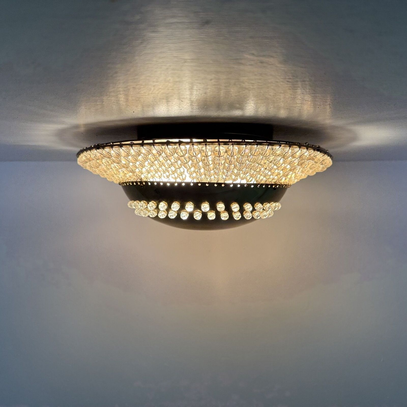 Unique Modernist Design Crystal Glass And Brass Wall Light , Austria 1950s photo Lighting