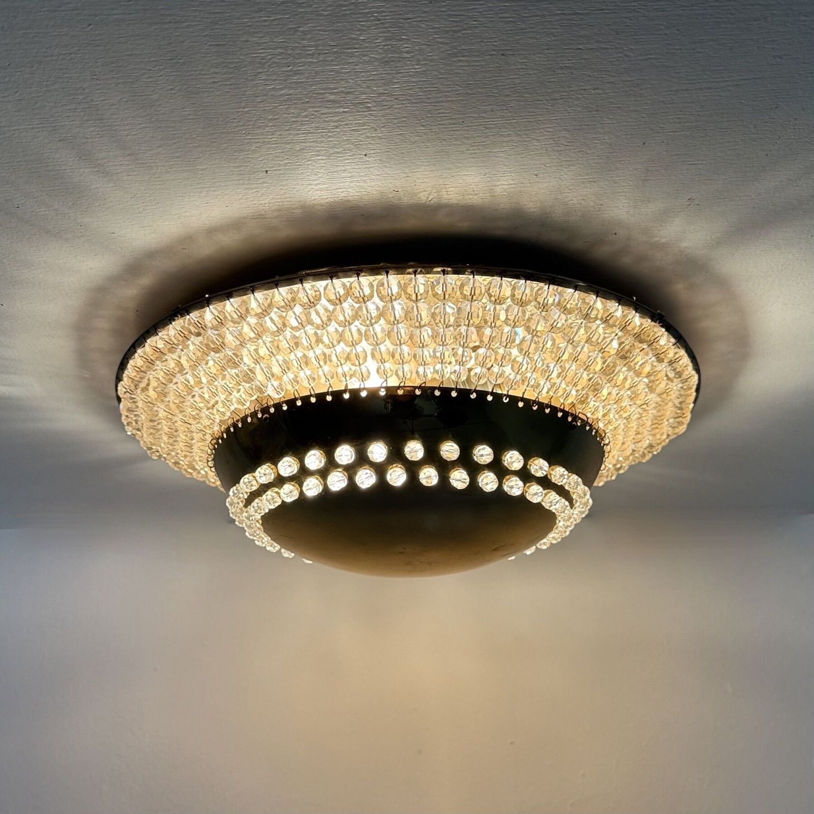 Unique Modernist Design Crystal Glass And Brass Wall Light , Austria 1950s photo 1046.0