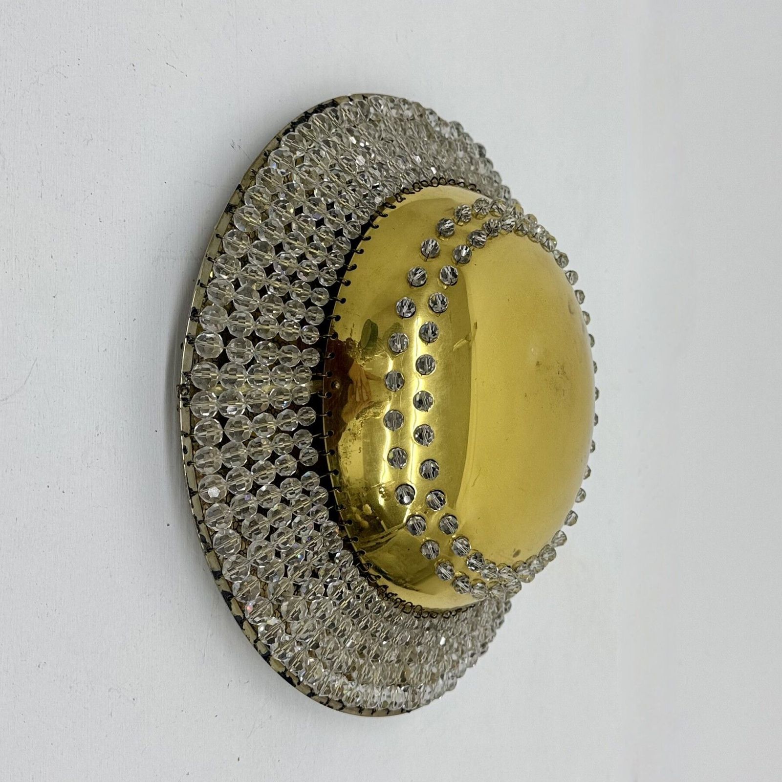 photo vinterior Unique Modernist Design Crystal Glass And Brass Wall Light , Austria 1950s