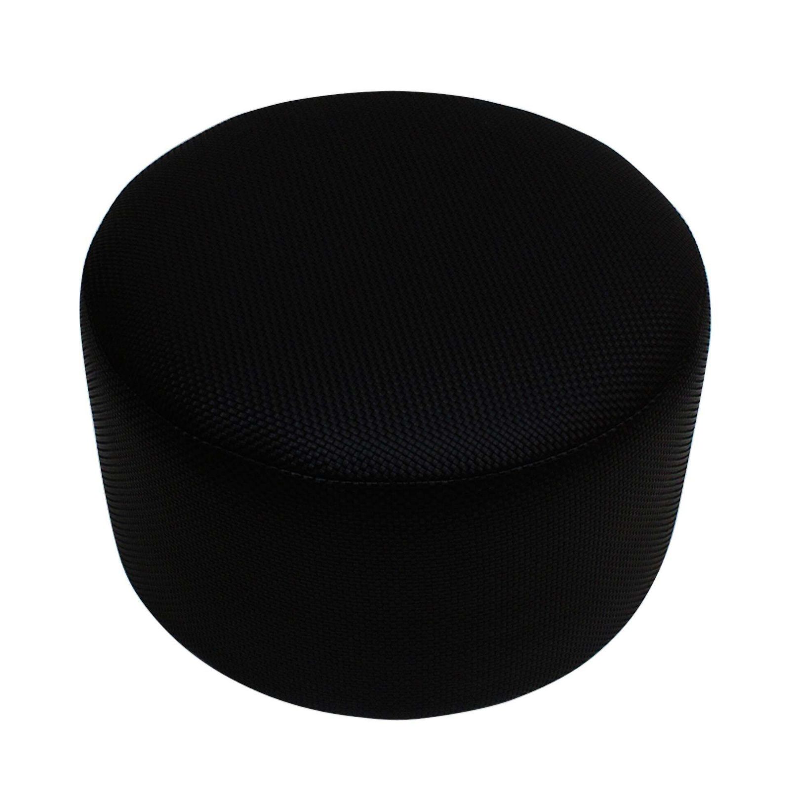 Contemporary La Design Wood Upholstered In Black Braided Lambskin Circular Pouf photo furniture