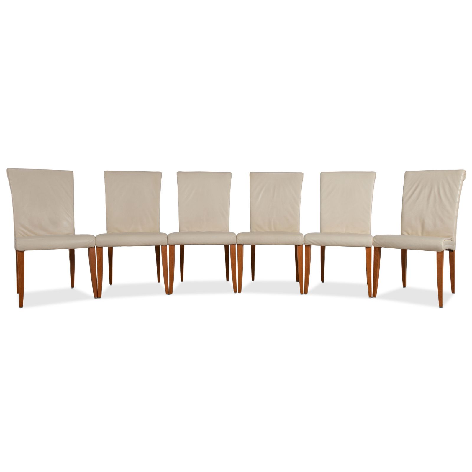 Set Of 6 Poltrona Frau Vittoria Leather, Cream, Dining Chairs