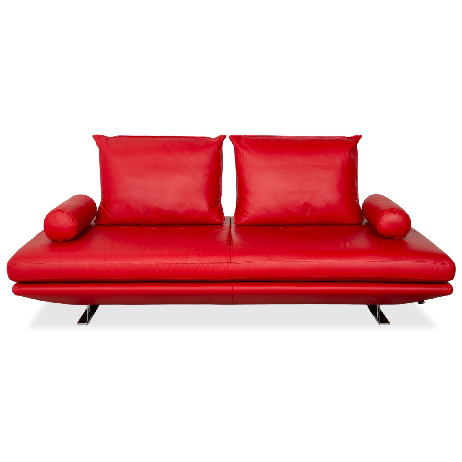 Canapé 2 places en cuir Ligne Roset Prado rouge, fonction manuelle