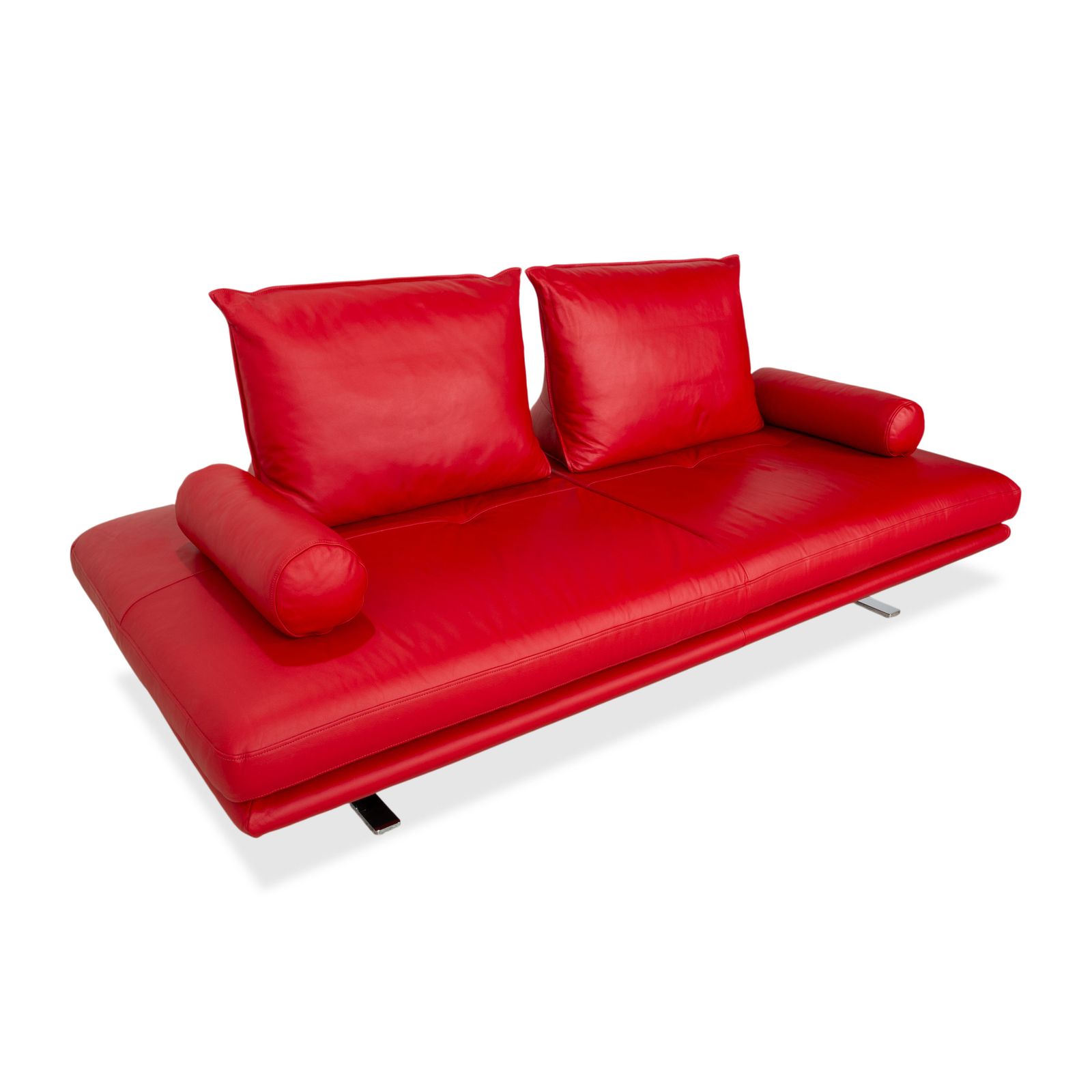 Canapé 2 places en cuir Ligne Roset Prado rouge, fonction manuelle photo for sale