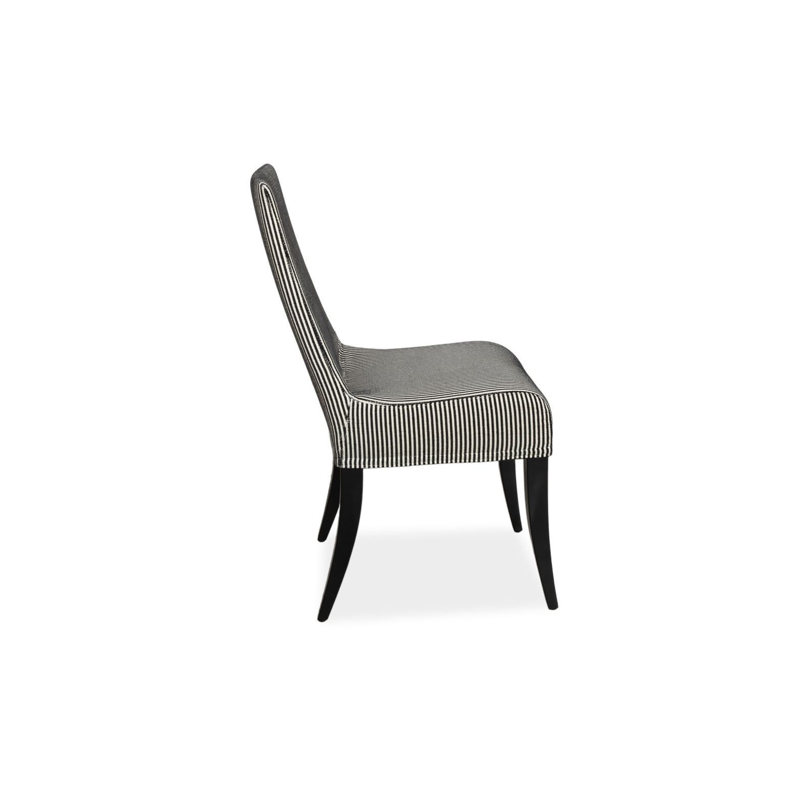 Lot de 8 chaises Wittmann Isis en tissu, motif rayé noir et blanc, salle à manger photo vintage