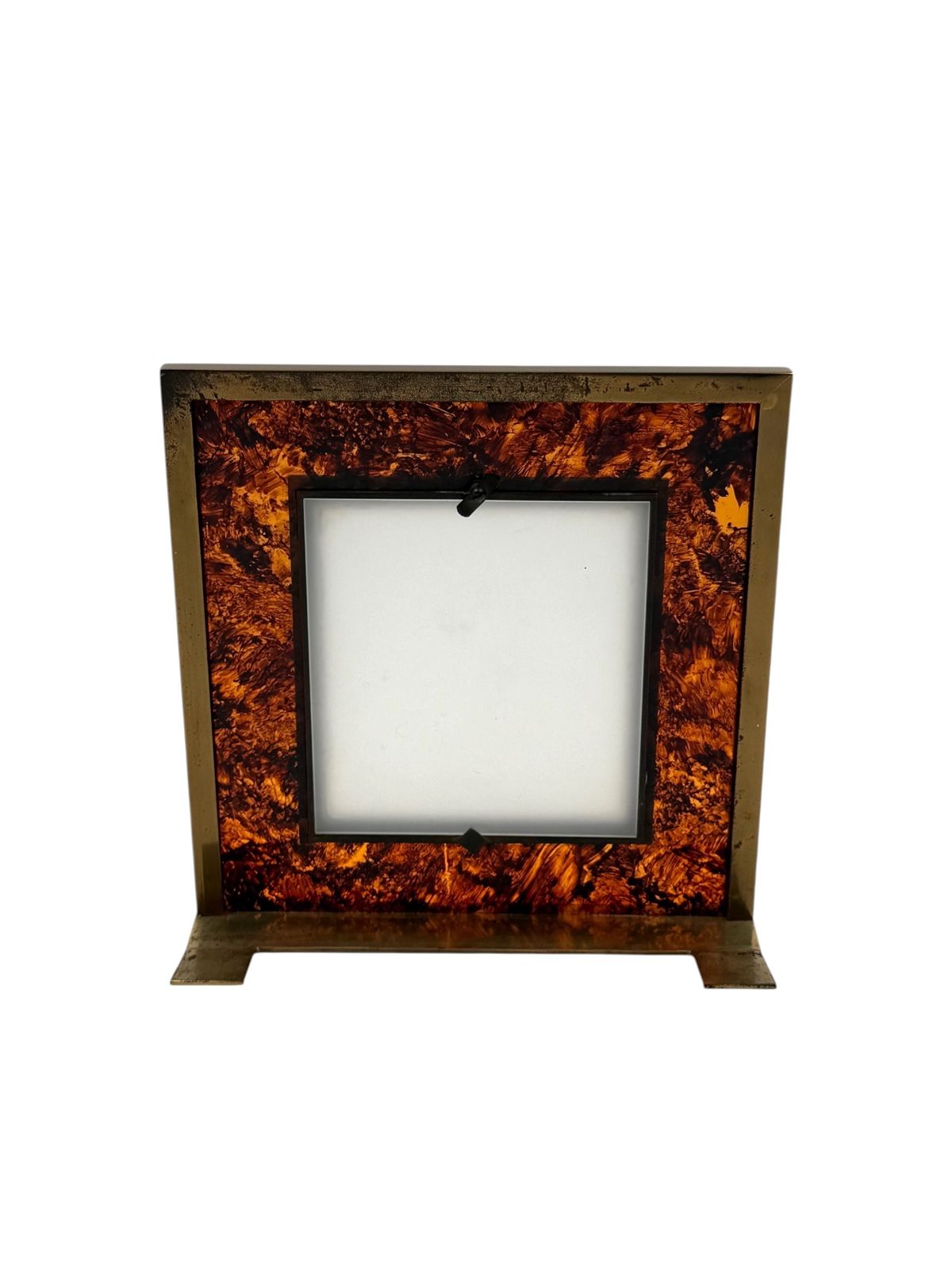 Hollywood Regency Lucite & Brass Picture Frame – In The Manner Of Gabriella Crespi, Italy 1970s photo vintage