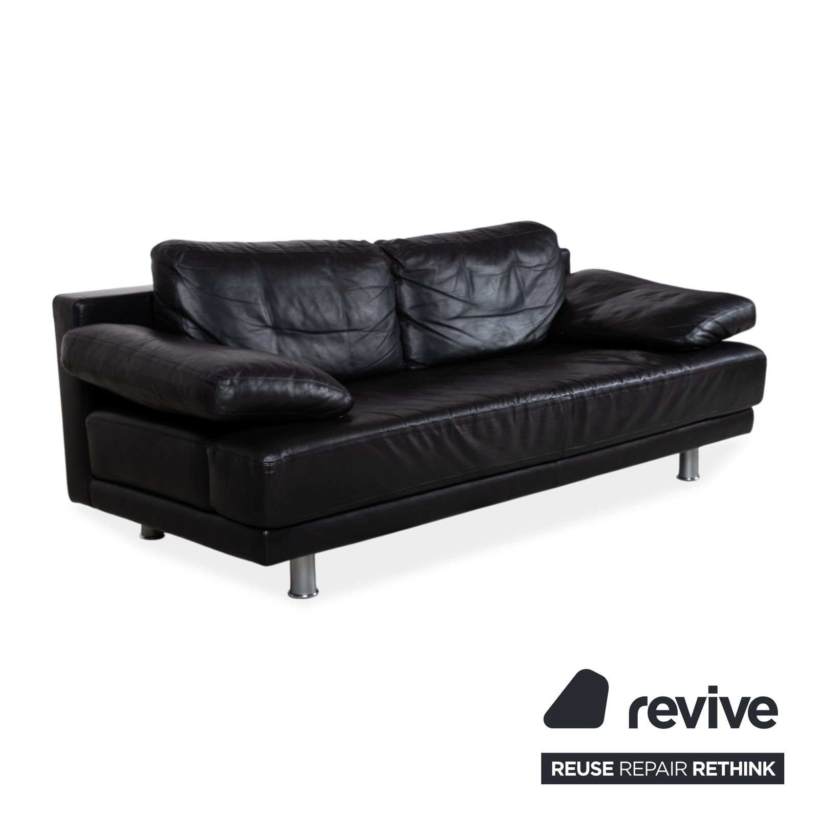 Rolf Benz 355 driezitsbank, leer, zwart, manuele functie photo Meubels