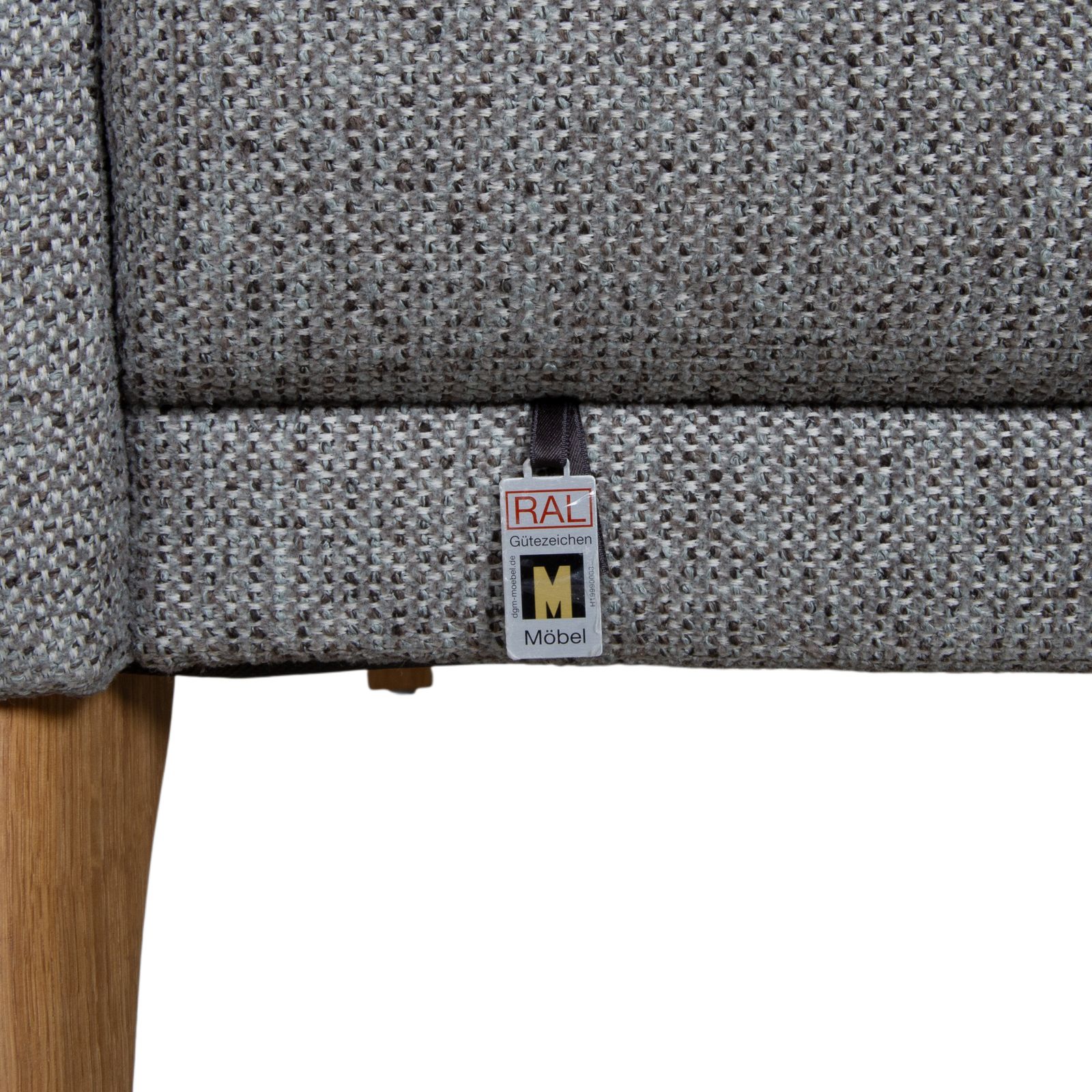 Canapé d'angle Global Living en tissu et bois, gris, méridienne à droite photo vintage