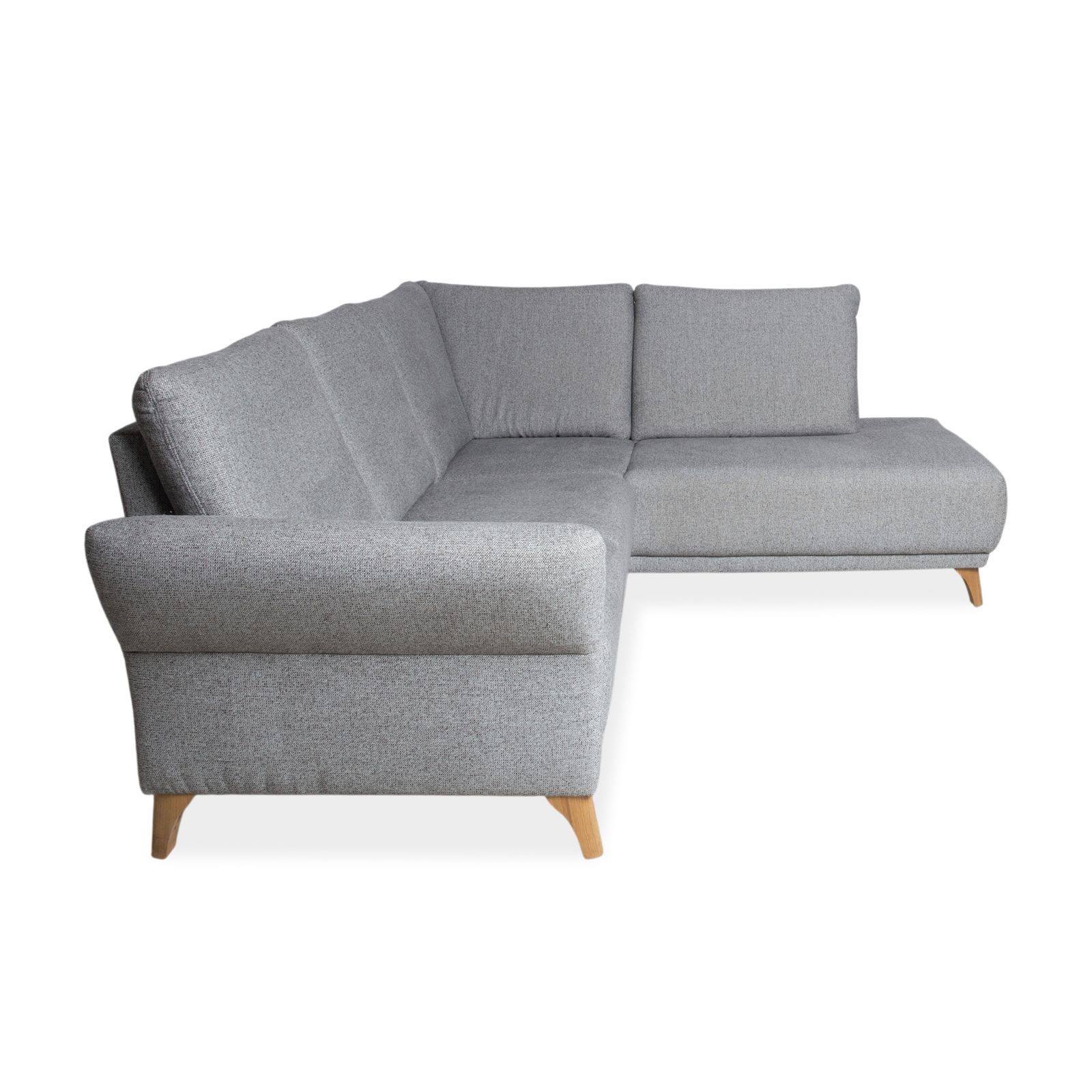 photo furniture Canapé d'angle Global Living en tissu et bois, gris, méridienne à droite