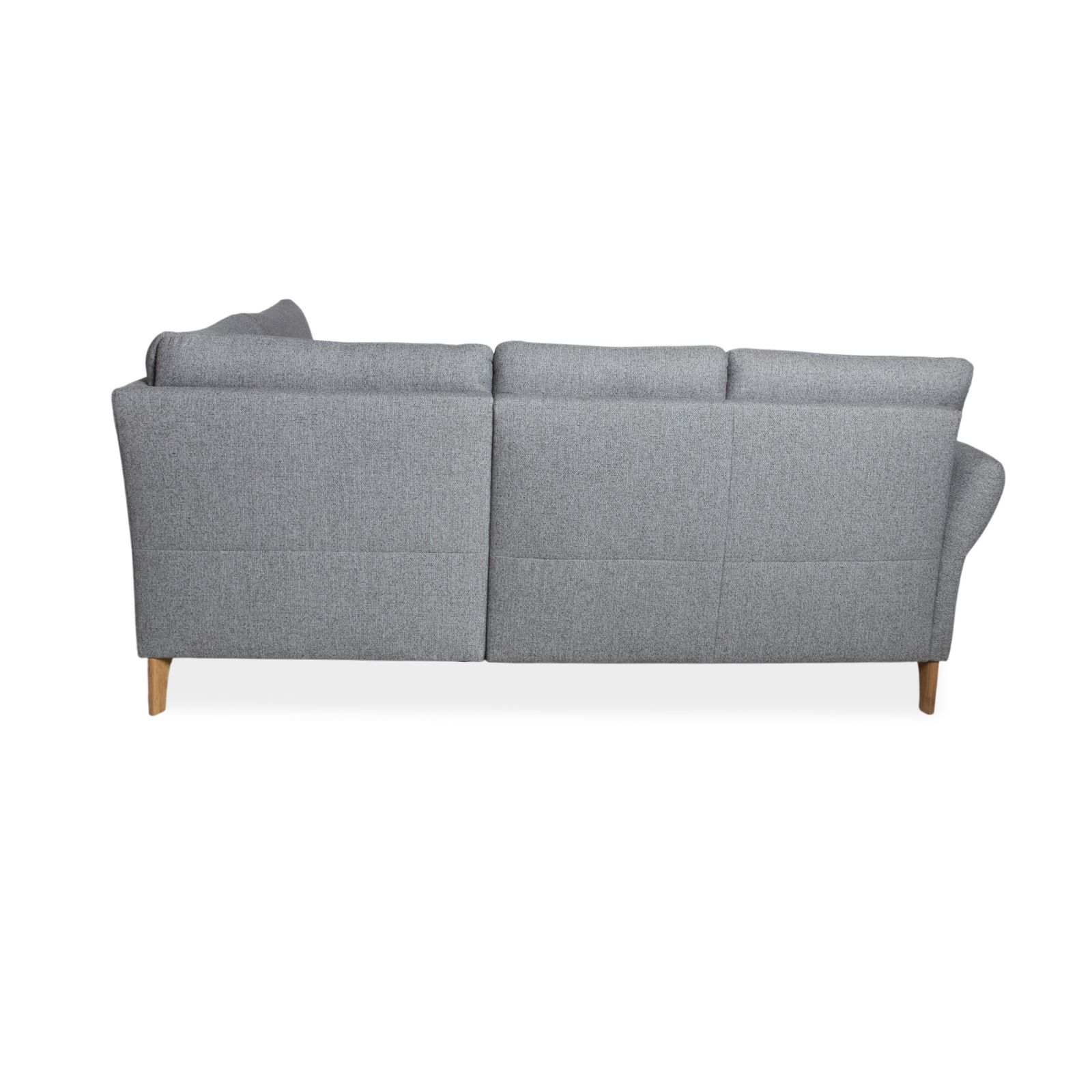 photo for sale Canapé d'angle Global Living en tissu et bois, gris, méridienne à droite