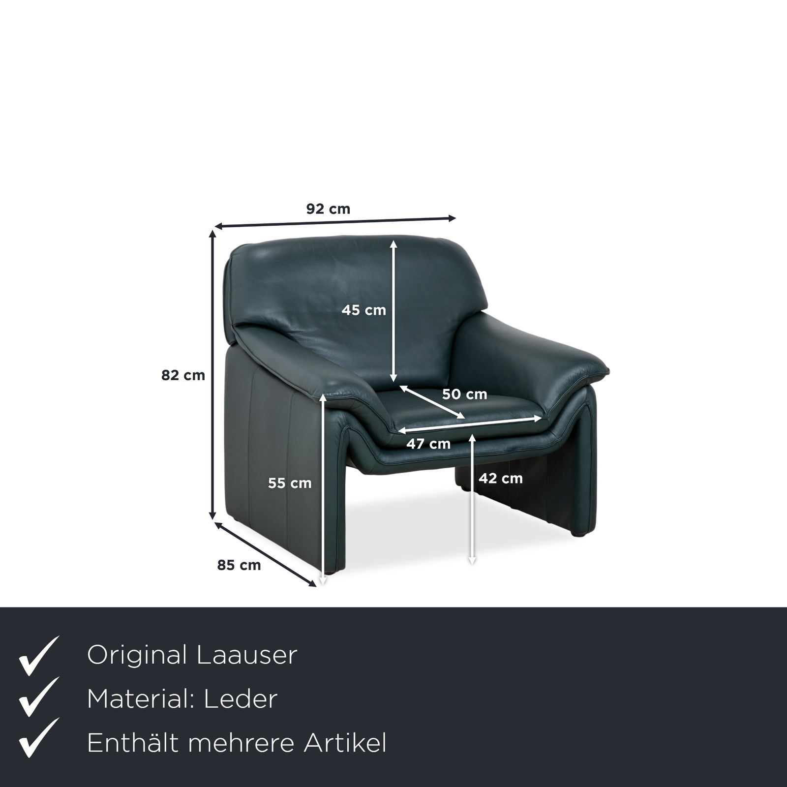 Laauser Atlanta Leather Armchair Set Green Dark Green Petrol photo furniture