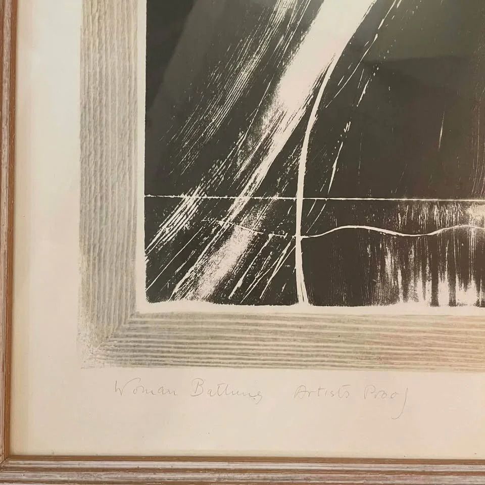 Ann Brunskill Woman Bathing Woodblock Print photo furniture