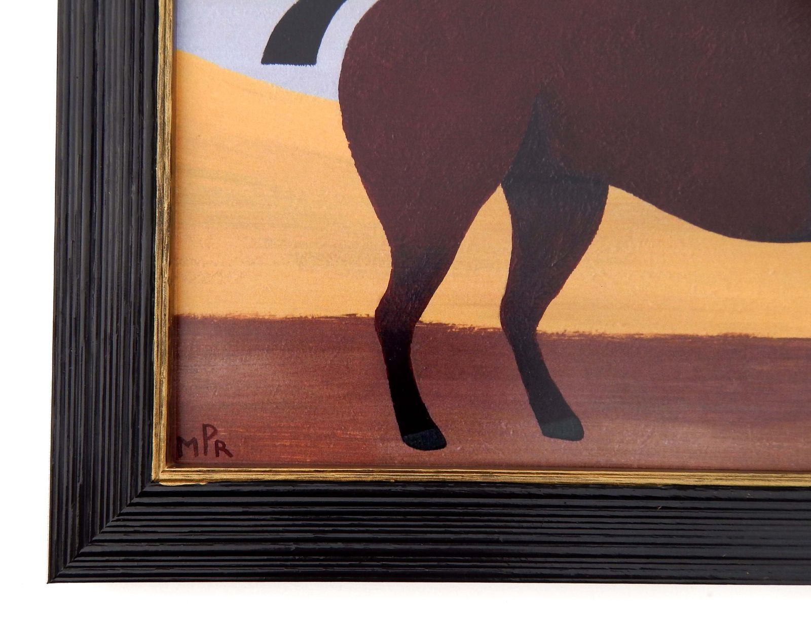 Naive Prize Bay Mare Folk Art Horse Print In Hand Painted Black Frame By Matt Rix photo buy