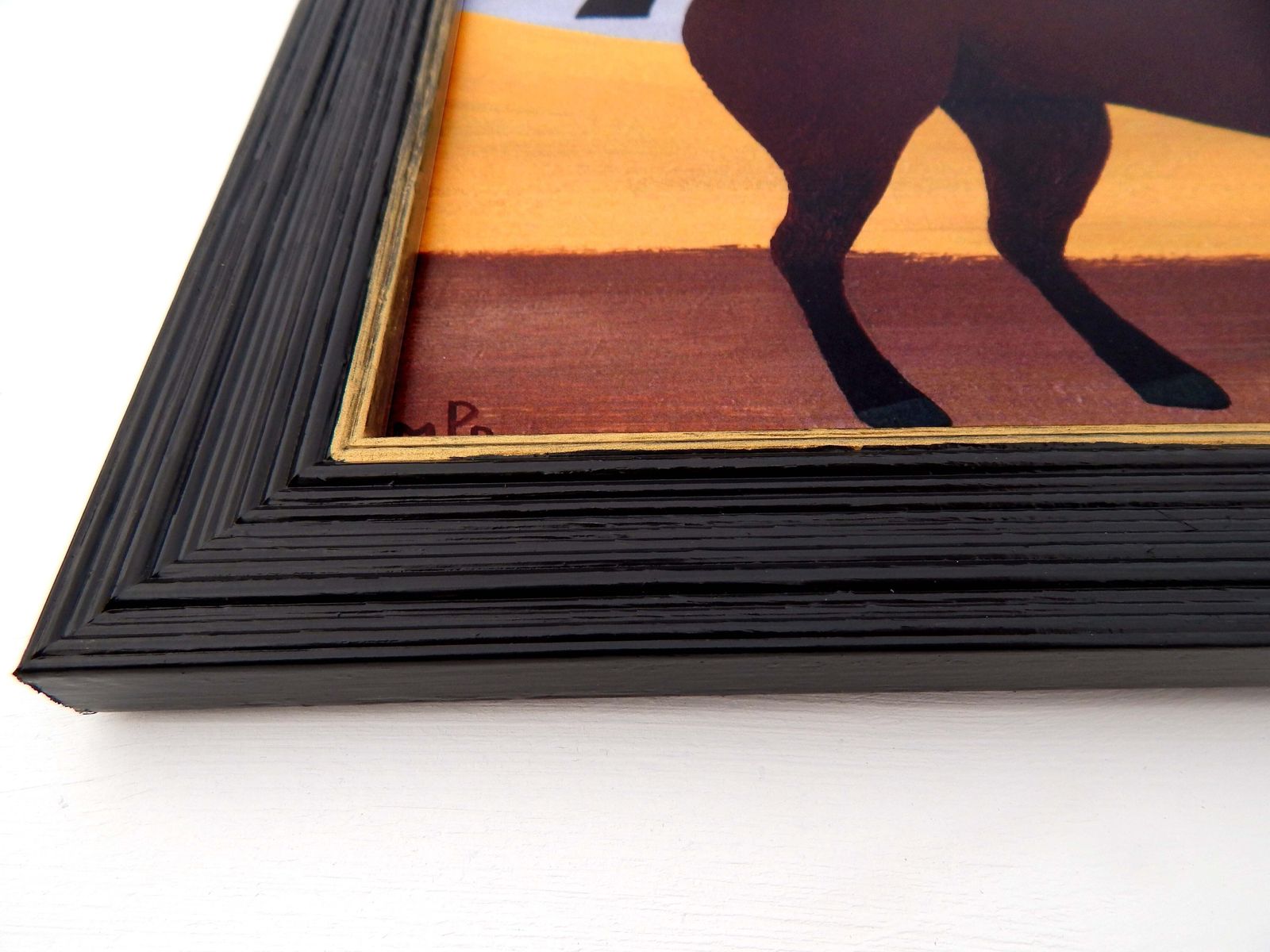 photo furniture Naive Prize Bay Mare Folk Art Horse Print In Hand Painted Black Frame By Matt Rix