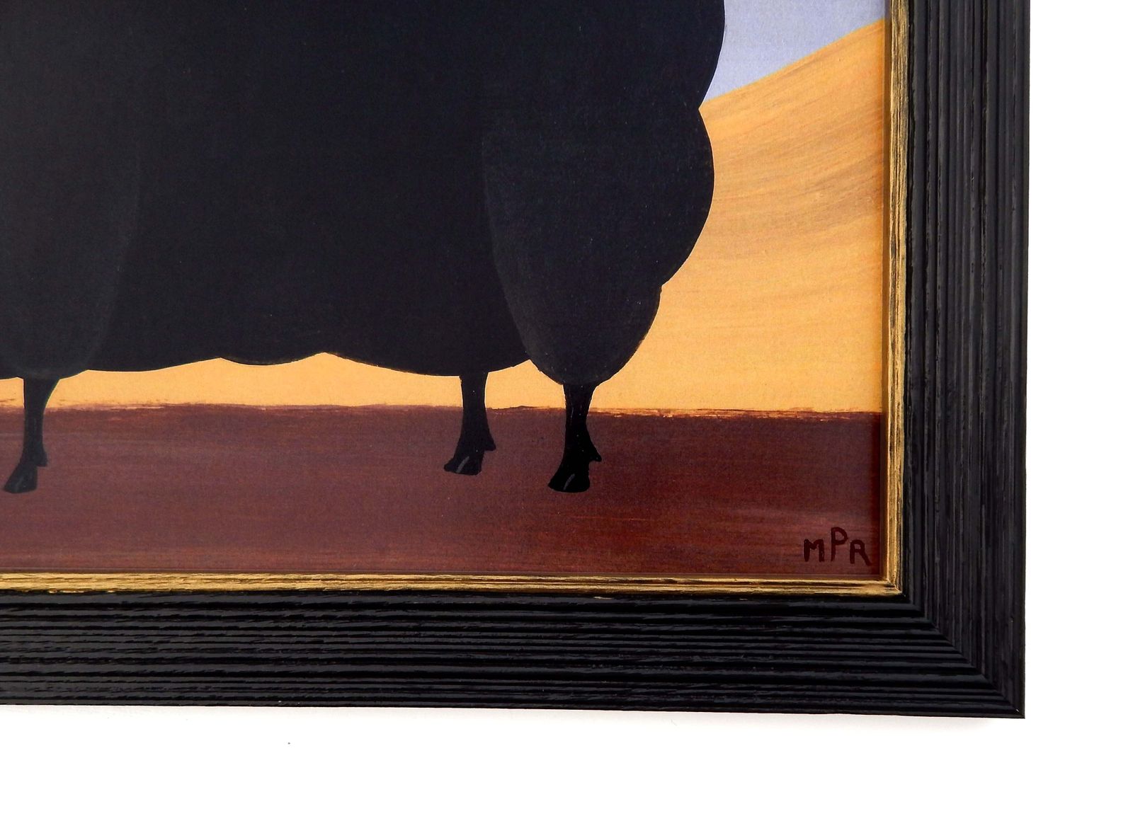Naive Prize Black Ram Folk Art Sheep Print In Hand Painted Black Frame By Matt Rix photo Art