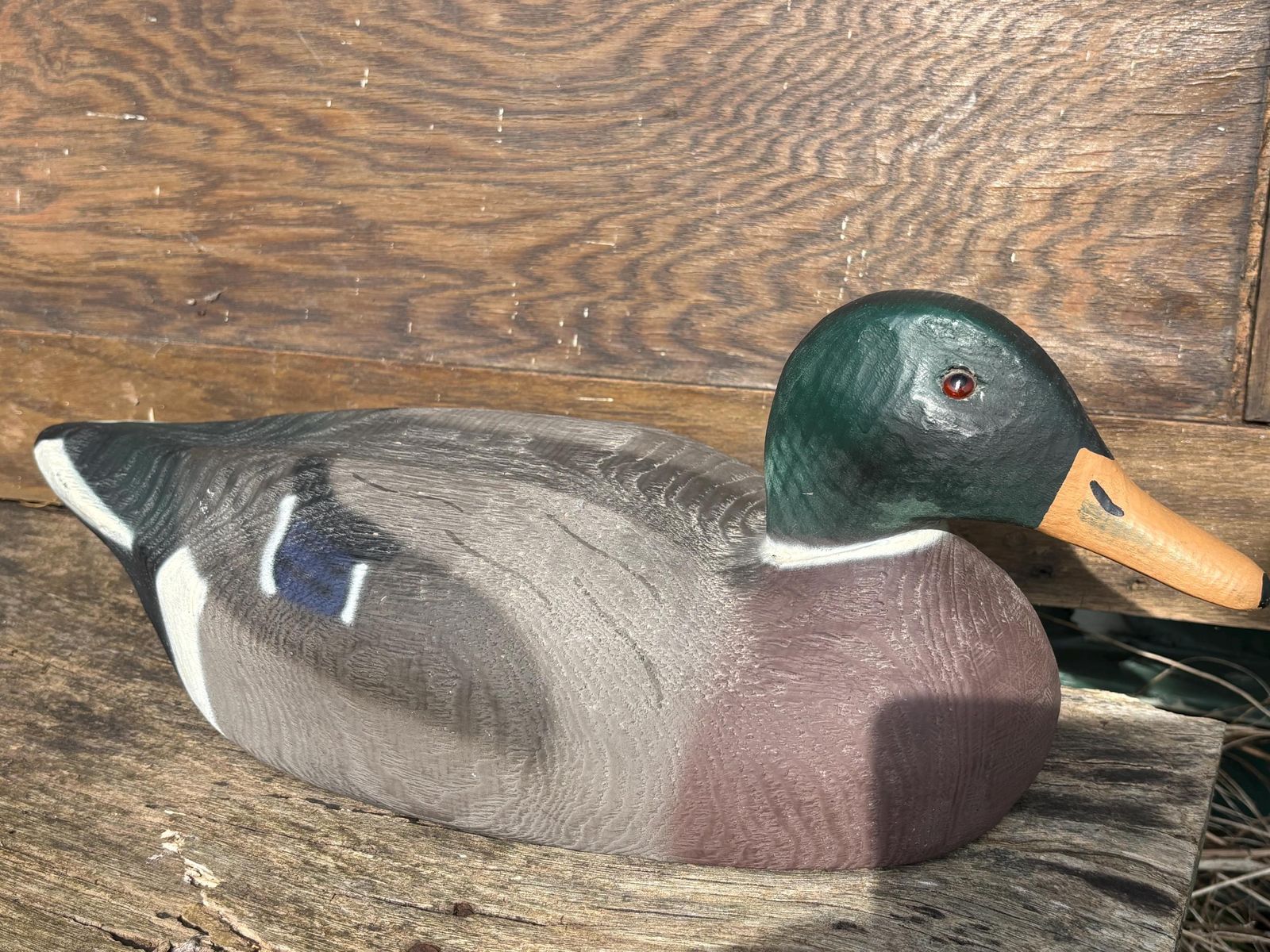 Vintage Herters Wooden Painted Decoy Duck With Glass Eyes