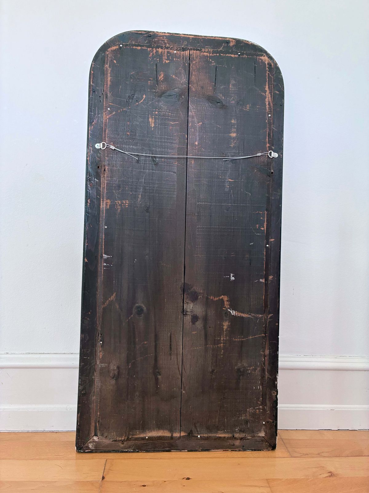 photo furniture Antique French Louis Philippe Full Length Mirror – Black And Gold, Late 19th Century